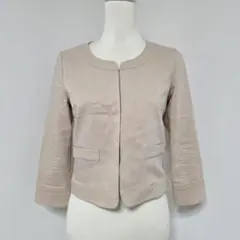 クイーンズコート/QUEENS COURT ノーカラー ジャケット【M】ベージュ