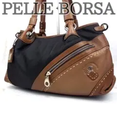 PELLE BORSA ペレボルサ トートバッグ キャンバス レザー 肩掛け 黒