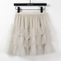 me+em select チュールフリルボリュームミニスカート　アイボリー