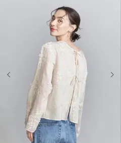 BEAUTY&YOUTHセルロースナイロン エンブロイダリー シャツ 2WAY