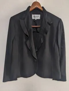 ジュンアシダ 羊毛 ノーカラージャケット フォーマル 黒