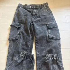 SHEIN カーゴパンツ ブラック ケミカルウォッシュ S