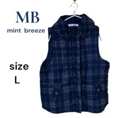 mint breeze チェック柄 中綿ベスト L