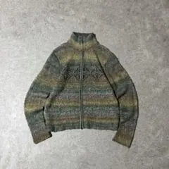 00s コロンビア ドライバーズニット ウールニット ダブルジップ セーター