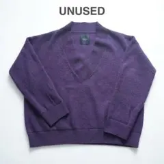 18aw UNUSED アンユーズド Vネックジップニット 紫 パープル 2