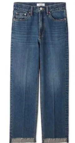 ミラオーウェン 裾段差センタープレスデニムパンツ