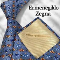 【美品】エルメネジルド　ゼニア　ネクタイ　ブルー　イタリア製　シルク100%
