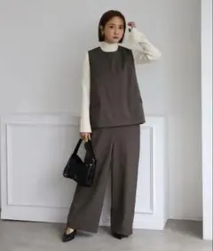 Bonjour Sagan スウェットライクニットベスト×パンツセットアップ