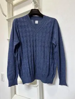 TAKEO KIKUCHI タケオキクチ　ブルー 薄手　Vネック セーター　M