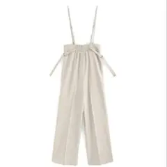 GRL サス付きセンタープレスワイドパンツ/Sオフベージュ/F