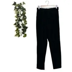 【XS】 グローバルワーク テーパードパンツ ウエストゴム オフィス 通勤 黒