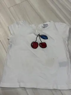 【訳あり】ボンポワン 定番チェリー柄 半袖Tシャツ 12m ホワイトのサムネイル