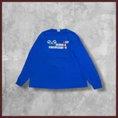 US古着 GILDAN ギルダン 両面プリント ロンT 長袖 ブルー XLサイズ