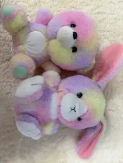 パステルカラー ぬいぐるみ クマとウサギ
