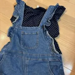 フリルデニムオーバーオール