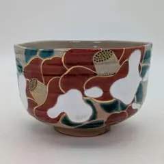麗華 京焼 椿之図茶盌 清水焼 色絵金彩 抹茶碗 抹茶茶碗 茶道具 茶器 食器のサムネイル