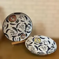 ❤️未使用❤️ウサギとチューリップのデザインの皿２枚セット　美濃焼き