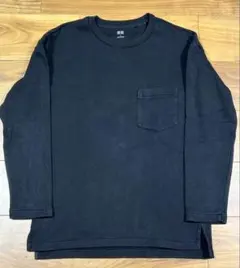 ユニクロ ビッグシルエットスウェットT ブラック M ロングスリーブシャツ 長袖