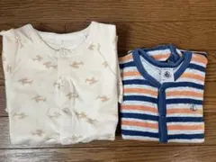 【プチバトー】スウェット生地　ロンパース　74cm/12mon おまけ付き