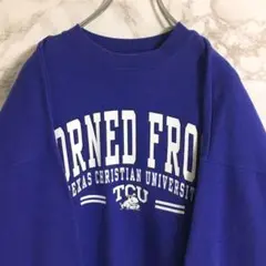 【人気カラー】カレッジロゴ　メキシコ製ヘインズ　ビッグプリント　パープル　ＸＬ