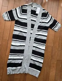 【新品】Capsule Color ボーダー柄ニットロングカーディガン　半袖　M