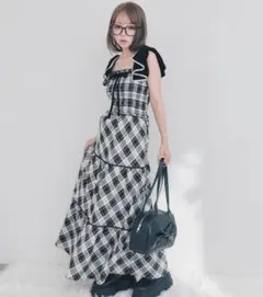 オリーブデオリーブ チェック柄 キャミ 원피스 ロング丈
