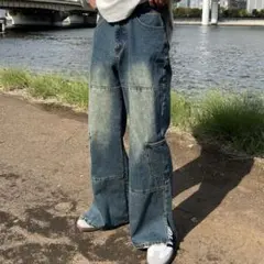 perushu ヴィンテージライクフレアデニム L