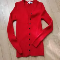 lautre Famille 綺麗な赤 リブ編み カーディガン 春先