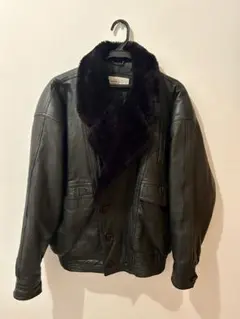 黒レザージャケット ファー襟付き