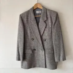 グレー チェック柄 ダブルブレストジャケット