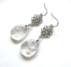 天然石 トパーズ デザインプレート ピアス