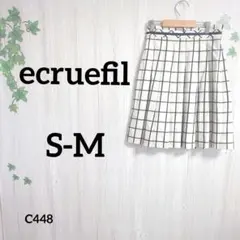 エクリュフィル プリーツスカート S-M⭐️ チェック柄 総柄 古着 綺麗め