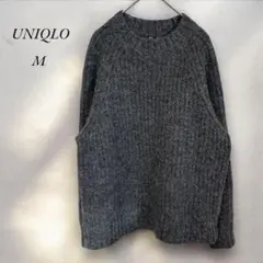 《ユニクロ》UNIQLO 美品　ローゲージモックネックセーターMグレー シンプル