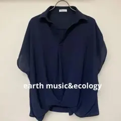 earth music&ecology ネイビー半袖シャツ