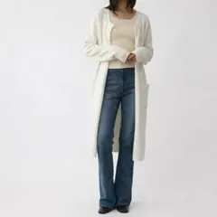 【新品】rienda 長袖ロングカーディガン 羽織り ホワイト レディース F