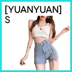[YUANYUAN]ショートパンツ デニム ショート パンツ ブルーS