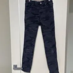 裏ボア　スキニーパンツ　ブルー系迷彩　暖パン