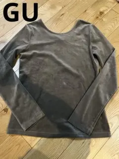GU ベロア調カットソー　S グレー
