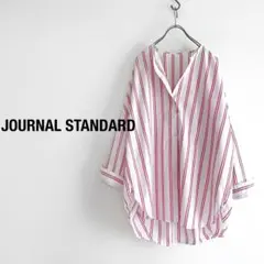 JOURNAL STANDARD タイプライターノーカラーブラウス ストライプ