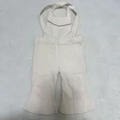 Favon ベージュ フレアパンツ オーバーオール 80