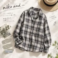 ニコアンドꕤフレンチリネンの爽やかなチェックシャツꕤリネン100%