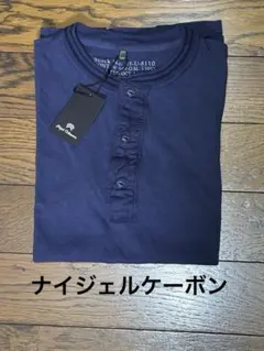 【新品、未使用】ナイジェルケーボン/ヘンリーＴシャツ/日本製/ネイビー