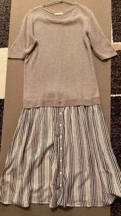 スタジオクリップ　ストライプ ニットワンピース 半袖