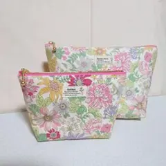 ポーチ大小２個セット 花柄