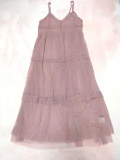 【Heather】花柄 チュール 透け ワンピース ピンク色