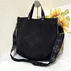 未使用級☆ラシット　トートバッグ　ショルダーバッグ　2way ロゴ刺繍　ブラック