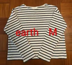 earth ボーダー長袖カットソー ストライプシャツ M