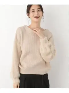 GLOBAL WORK フェザースリーブプルオーバー ベージュ