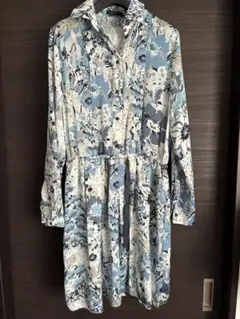 花柄 長袖シャツワンピース