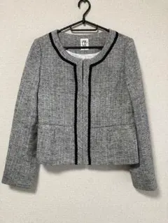 中古◎MKミッシェルクランMICHEL KLEINノーカラージャケット黒M38